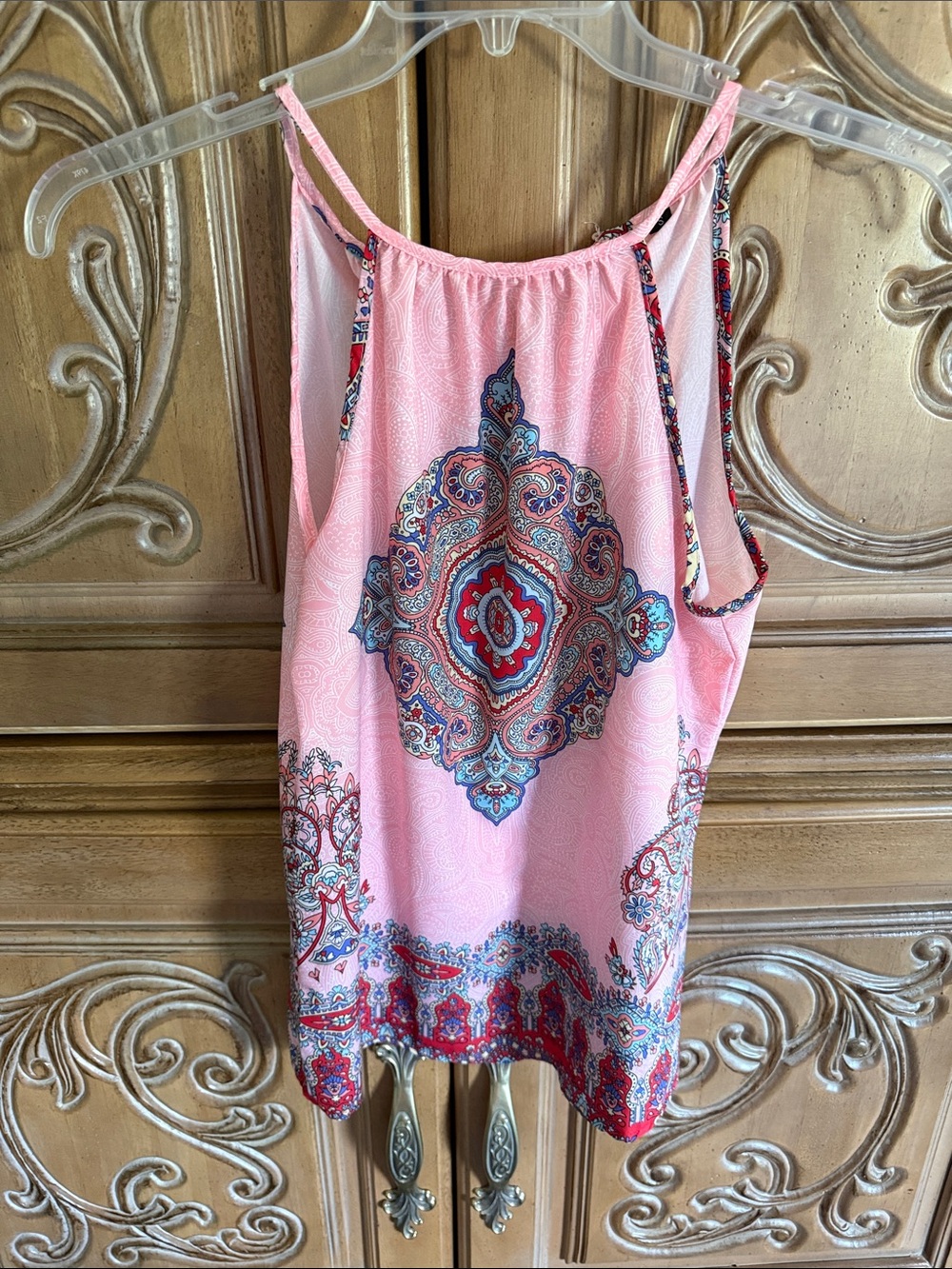 Pink Printed Halter Tank Top - Women's